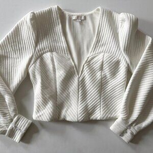 Eli + Ari Sweatheart Quilted Long Sleeve Top White Medium